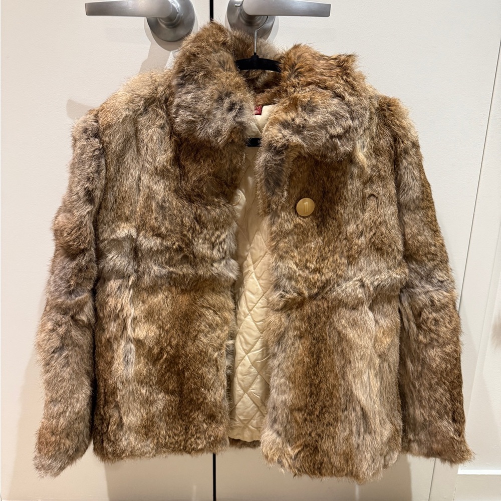 Opera Women's Rabbit Vintage 80s Fur Coat-Jacket, Lined, Soft Size M